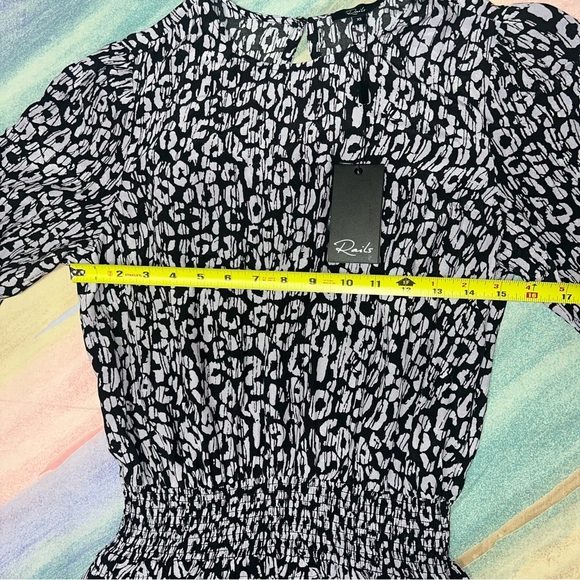 RAILS Inez Mini Dress size XS Purple Black Batik Cheetah Print Smocked Waist NWT - Picture 11 of 11